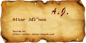 Alter János névjegykártya